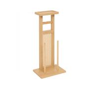 Dérouleur papier toilette en bois naturel avec réserve - Longueur 28 x Profondeur 20 x Hauteur 65 cm