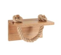 DEROULEUR PAPIER WC EN ACACIA ET CORDE SUR STICKER - NATUREL - Tendance