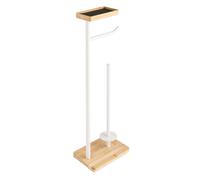 Dérouleur Papier WC en Bambou ""Filano"" 65cm Blanc & Naturel