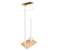 Dérouleur Papier WC en Bambou "Filano" 65cm Blanc & Naturel