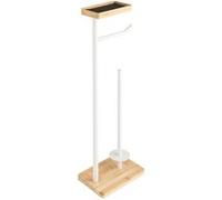 Dérouleur Papier WC en Bambou Filano 65cm Blanc & Naturel