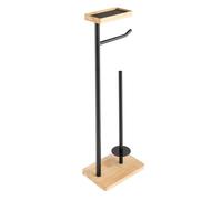 Douceur d'Intérieur – Dérouleur papier WC Filano – porte-téléphone – Noir et bambou – H65,5 cm