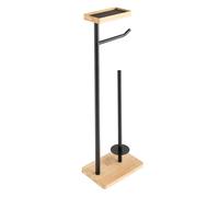 Douceur d'Intérieur – Dérouleur papier WC Filano – porte-téléphone – Noir et bambou – H65,5 cm