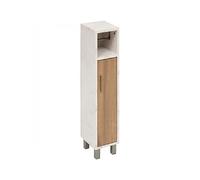 Dérouleur pour papier toilette avec rangement 1 porte, coloris marron/blanc - Longueur 18 x Profondeur 86 x Hauteur 20 cm