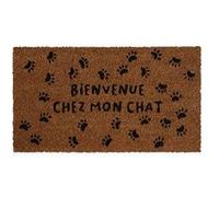 Derrière la porte - Paillasson coco Bienvenue chez mon chat 70x40cm - Noir - Noir