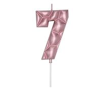 DERVENTA Grande bougie d’anniversaire numéro Or Rose 3D Bubble style 3,7 pouces décoration de fête pour anniversaire décoration de gâteau 1 pièce (Or Rose 7 Rose Gold)