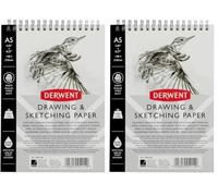 Derwent - Carnet de Croquis A5 Portrait avec Dos Rigide, 30 Feuilles de Papier Non-Acide, Reliure Spirale, Qualité Professionnelle, 2300140 (Lot de 2)