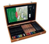 Derwent, coffret en bois Academy, spécial dessins & croquis, avec crayons de couleur, aquarellables, graphites et accessoires - G