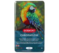 Derwent Boîte métallique Chromaflow – 12 crayons de couleur, mines 3,5 mm, multicolore