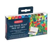 Derwent Inktense - Palette #2 - Set de 12 Peintures Aquarelles & Permanentes, pour Peinture et Loisirs Créatifs sur Papier & Tissu, Format Voyage, Qualité Professionnelle (2305789)