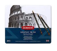 Derwent Set de 24 crayons graphiques de dureté 9H-13B, graphite de qualité professionnelle - débutants et professionnels, conçu pour l'esquisse, le dessin, l'ombrage, le tracé et l'illustration