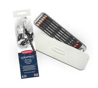 Derwent Set de 6 crayons graphiques à dureté douce 8B-2H, graphite de qualité professionnelle - débutants et professionnels, conçu pour l'esquisse, le dessin, l'ombrage, le tracé et les illustrations