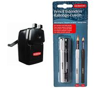Derwent - Taille-Crayon Manuel à Manivelle, pour des Mines Très Pointues & Pince de Bureau, Qualité Professionnelle, 2302001 & Set de 2 Porte-Crayons, Revêtement Agréable au Toucher