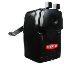 Derwent - Taille-Crayon Manuel à Manivelle, pour des Mines Très Pointues, Réservoir Coulissant & Pince de Bureau, Qualité Professionnelle, 2302001