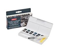 Derwent Tinted Charcoal - Palette de Peinture Aquarelle de Voyage, 12 Couleurs, Faciles à Travailler, Palette / Mini Pinceau Waterbrush / Éponge Inclus, Qualité Professionnelle, 2301690