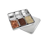 Derwrtup Boîte D'assaisonnement En Acier Inoxydable - Récipient De Stockage De Condiments Avec 6/8 Grilles - Ensemble De Récipient À Épices Avec Cuillères Ustensiles De Cuisine