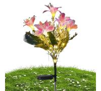 Derwrtup Lampes solaires fleurs pour jardin | Lampe LED à 7 têtes de lys artificiel avec un piquet - Luminaires Solaires Jardin Étanches | pour Mariage Balcon Parc Terrasse Cour Patio Jardin