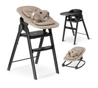 Deryan Chaise Haute évolutive 3en1, Pour Bébé Ergonomique, Confortable, Inclinable, Pliable, Avec Hauteur réglable, Repose-Pieds, Plateau Amovible, Chaise Enfant Pliable 0 mois à 3 ans (110kg), Nougat