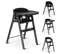 Deryan Chaise Haute évolutive 4en1, Pour Bébé Ergonomique, Confortable, Inclinable, Pliable, Avec Hauteur Réglable, Repose-Pieds, Plateau Amovible, 6 mois à 3 ans (110 kg) - Noir