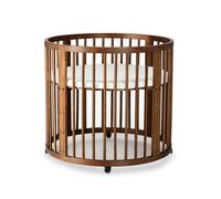 Deryan Willow Box – Parc pour bébé rond en bois avec matelas – Marron