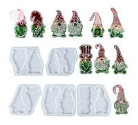 DeryArcle 5 Pièces Moule Resine Porte-Clés Père Noël, Moules Silicone Pendentif Nain, Moulle Moulage Résine époxy, Christmas Gnome Resin Mold Pour Bricolage Bijoux Porte Cles Maison Décor