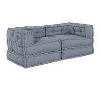 Ensemble de canapés modulaires vidaXL, 2 pièces, gris, 140 x 70 x 56 cm, tissu