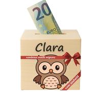 DEschenk Tirelire Enfant personnalisée avec prénom | Tirelire en Bois - Cadeau personnalisé pour baptême, Communion, Confirmation, Anniversaire | Cadeaux pour Filles & garçons (Hibou)