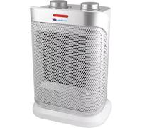 DESCON 1500 W, Radiateur soufflant en céramique, avec oscillation, blanc/argenté, 3 modes de flux d'air, thermostat, protection contre la surchauffe, pour chauffage zonal, design compact, 1,43 kg