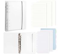 DesertBoy Classeur A6, 1 Pièce Classeur à Anneaux A6 avec 135 feuilles Recharge Papier, 2 Pièces Pochette Zippée et 4 Pièces Feuillets Intercalaires, Mini Classeur pour Carnet de Voyage, Planificateur
