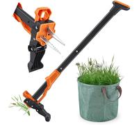 Désherbeur - Désherbeur à long manche - Griffes en acier inoxydable - Arrache les racines - Pour le jardin et la pelouse - Orange