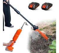 Désherbeur électrique de Jardin sans Fil, cultivateur Manuel avec Perche d'extension et 2 Batteries, houe électrique Rechargeable à Grande Vitesse pour Un relâchement Efficace du Sol