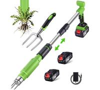 Désherbeur électrique sans fil, 21V, modèle autoportant, idéal pour éliminer les mauvaises herbes comme le pissenlit. Doté d'une poignée réglable et d'une tête en acier avec 3 griffes. Parfait pour dé