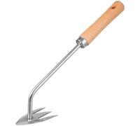 Désherbeur Manuel à Fourche Manche Bois Ergonomique, en Acier Inoxydable | Tête Polie, Arrache les Racines, Protège les Plantes Proches, pour Potager, Pelouse, Jardiniers Âgés