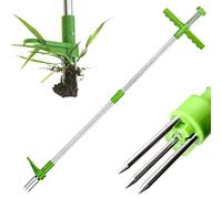 Désherbeur Manuel Ergonomie Extracteur de Mauvaises,Désherbeur mécanique avec 3 Griffes en Acier Inoxydable,Manche en Alliage d'Aluminium Long 100cm,Outil Manuel pour Jardin et pelouse