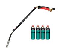 Désherbeur thermique à gaz 1100W + 4 cartouches de gaz Butane Brule Herbes Allumage piezo + Adaptateur multicartouche INTEC