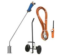 Desherbeur thermique + Chariot à roues pour bouteille gaz + Allume gaz + Détendeur Gaz Bruleur 60mm Tuyau 5m Désherbage KEMPER
