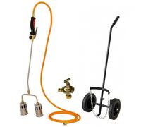 Désherbeur thermique Pro 2 Bruleurs Ø 60 mm Turbo Tuyau 5m Détendeur gaz 4.0 bar Allume gaz Chariot INTEC