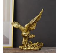 DESHINTKE Statue de Faucon en résine - Sculpture d'aigle doré - Figurine Moderne pour la décoration de la Maison, du Bureau (doré 2)
