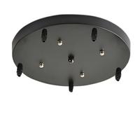 DESHOME Ø 50 cm Rosace pour lampe Rosace à 5 trous Rosace en métal Noir mat Rosace pour 5 Lustre Cache-fil Rosace pour plafonnier, pour suspension Plafonnier