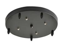 DESHOME Cache Fil pour Lustre Plafond Noir Rosace Plafond Luminaire 5 Trous 50cm Diamètre Ronde Plaque Fixation Plafonnier Pince Châssis Base Cable Suspension Luminaires avec Accessoires