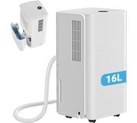 Déshumidificateur 16L/24h, déshumidificateur électrique silencieux (38 dB), idéal pour les caves et les pièces jusqu'à 120 m² (30 m²), déshumidificateur pour pièce avec 3 modes, affichage numérique, m