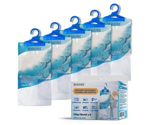 Déshumidificateur à suspendre - Absorbeur d'humidité - 5 sachets - 220 g - Pour une surface allant jusqu'à 15 m²
