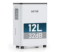 Déshumidificateur, capacité de 12 litres par jour, adapté pour une surface de 90 m³, niveau sonore de 32 dB, dégivrage automatique, réfrigérant R290