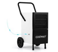 Déshumidificateur COSTWAY 90 L/jour, déshumidificateur de chantier pour une surface de 200 m², déshumidificateur électrique avec pompe, tuyau d'évacuation et roulettes, déshumidificateur industriel