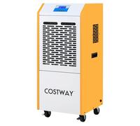 Déshumidificateur COSTWAY, capacité de 90 litres par jour, modèle commercial, avec pompe, tuyau de vidange, 4 roulettes, minuterie de 24 heures et affichage numérique, déshumidificateur industriel pou