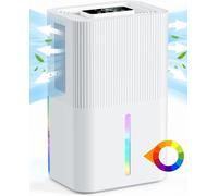 Déshumidificateur d'air de 2700 ml, déshumidificateur électrique silencieux pour pièce, avec arrêt automatique, minuterie, mode nuit, veilleuse multicolore (7 couleurs), portable, idéal pour apparteme