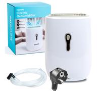 Déshumidificateur électrique pour la maison - 750 ml - petit déshumidificateur en réseau avec tuyau d'évacuation - pas de remplissage ou de tablettes nécessaires - Déshumidificateur d'air - jusqu'à 20