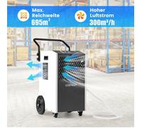 Déshumidificateur industriel 73 L/jour avec tuyau d'évacuation et minuterie 24 h sur roulettes pour cave, garage et grands espaces