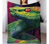 Design 3D Thème Art Abstrait Reptile Surréaliste Couverture en Flanelle, Vision de Serpent Géant Plaid Doux Et Chaud Décoration Canapé, 50x60inch(127x152cm)
