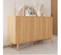 Design Ameublement - Buffet Enfilade RENZO 3D Strié - 3 portes Push-Click - Chêne Alba Mat - 120x76x40cm
